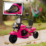 Qaba 6V Kids Electric Motorcycle with 3 Wheels, Headlights, Music & Reverse