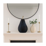 Tiverton Small Glass Pear Figurine, 12" Glossy Black Decorative Tabletop Sculpture