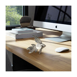 Silver Metal Fish Sculpture with Pearl-Like Accent, 9" Coastal Tabletop Décor