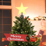 Mr. Christmas Animated Santa Sleigh Tree Topper with Merry Christmas Banner & LED Star – White Santa