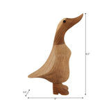 Natural Wood Duck in Boots Figurine, Approximately 9", Brown & Tan Tabletop Décor