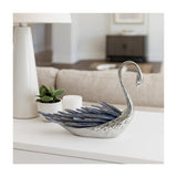 Decorative Swan Sculpture with Blue Kyanite Stone, Silver Metal Tabletop Figurine