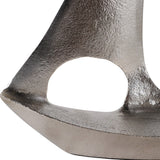 Silver Metal Sailboat Sculpture, 13.25" Abstract Nautical Tabletop Décor