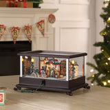 Mr. Christmas Holiday Music Box – Animated Skaters with 13 LEDs & 50 Songs, Wood & Glass
