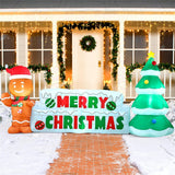 Joyfy 10 ft Christmas Inflatable with LEDs, Gingerbread Man & Christmas Tree Merry Christmas Yard Display