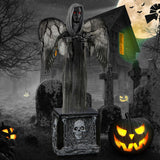 Costway 5.5 ft Halloween Animatronic Praying Angel, Shaking Wings, Red Light-Up Eyes & Spooky Sounds