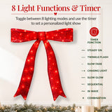 Best Choice Products 36" Pre-Lit Red Christmas Bow with 90 LEDs, 8 Modes & Timer