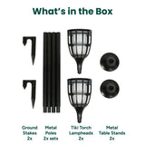 Techko Solar Outdoor Torch Lights, 2-Pack, Flickering Flame & Steady Light, 3-in-1 Design