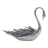 Decorative Swan Sculpture with Blue Kyanite Stone, Silver Metal Tabletop Figurine