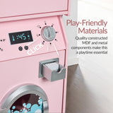 Best Choice Products Kids Wooden Stacked Washer & Dryer Playset with Toy Iron, Laundry Bag & Storage