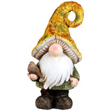 Northlight 16.5" Fall Harvest Gnome Garden Statue, Maple Leaf Mushroom Hat Décor