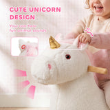 Qaba Unicorn Plush Rocking Horse with Sounds, Seat Belt & Rocking Limiter