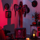 Costway 5.5 ft Halloween Animatronic Praying Angel, Shaking Wings, Red Light-Up Eyes & Spooky Sounds
