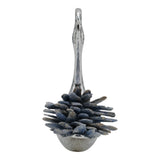 Decorative Swan Sculpture with Blue Kyanite Stone, Silver Metal Tabletop Figurine