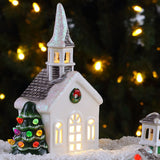 Mr. Christmas 8" Nostalgic Ceramic Village Church with LED Lights & 4-Hour Timer