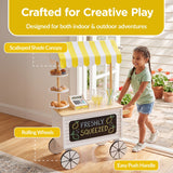 Best Choice Products Kids Lemonade Stand Play Kitchen with Canopy, Chalkboard, Wheels & 8 Accessories