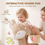 Qaba Spotted Deer Plush Rocking Horse with Sounds, Seat Belt & Rocking Stopper