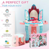 Qaba Kids Vanity Set with Light-Up Mirror, Music, Stool & Pretend Beauty Accessories