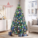 Costway Pre-Lit Hinged Artificial Christmas Tree, 4–9 ft, Warm White & Multicolor LEDs, 11 Lighting Modes