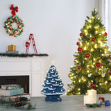 Mr. Christmas 14" Nostalgic Ceramic Christmas Tree, Glossy Blue with LED Lights & Timer