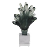 Agua Splash Abstract Sculpture with Clear Base, 13" Gray Resin Tabletop Décor