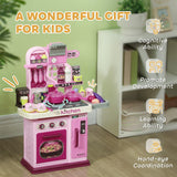 Qaba Kids Play Kitchen with Lights, Sounds, Working Faucet & 33 Accessories