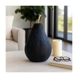 Tiverton Small Glass Pear Figurine, 12" Glossy Black Decorative Tabletop Sculpture