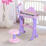 Qaba 32-Key Kids Electronic Grand Piano with Stool, Microphone & Recording
