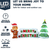 Joyfy 10 ft Christmas Inflatable with LEDs, Gingerbread Man & Christmas Tree Merry Christmas Yard Display