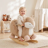 Qaba Spotted Deer Plush Rocking Horse with Sounds, Seat Belt & Rocking Stopper