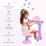 Qaba 32-Key Kids Electronic Grand Piano with Stool, Microphone & Recording
