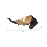 18" Metal White & Gold Curled Leaf Sculpture, Tabletop Accent, Modern Home Décor