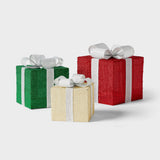 Wondershop Lighted Christmas Tinsel Gift Boxes, 3-Piece Set, 100 Warm White LEDs