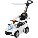 Qaba 3-in-1 Toddler Push Car with Canopy, Removable Handle, Lights & Music