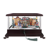 Mr. Christmas Holiday Music Box – Animated Skaters with 13 LEDs & 50 Songs, Wood & Glass
