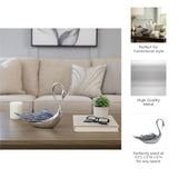 Decorative Swan Sculpture with Blue Kyanite Stone, Silver Metal Tabletop Figurine