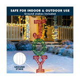 Joyfy 3 ft Lighted Stacked JOY Yard Decoration, Red & Green 2D Christmas Display, 30 LEDs