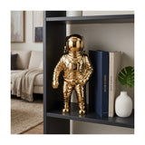 Sagebrook Home Ceramic Astronaut Sculpture, 11" Metallic Gold Space-Themed Tabletop Décor