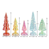 Mr. Christmas Twinkling Glass Christmas Trees, Set of 5, Multicolor with LED Lights & Timer