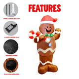 Joyfy 5 ft Gingerbread Man Christmas Inflatable with Candy Canes, Warm White LEDs