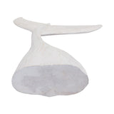 32" Tall Large Wooden Whale Tail Sculpture, Distressed White Coastal Décor