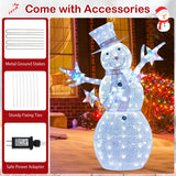 Costway 5 ft Lighted Christmas Snowman, 140 Cold White LEDs, Hat, Scarf & Stars