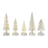 Mr. Christmas Twinkling Glass Christmas Trees, Set of 5, Metallic Silver with LED Lights & Timer