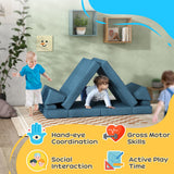 Qaba Modular Kids Play Couch with Foam Cushions & Removable Covers, 6 Pieces Foam