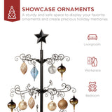 Best Choice Products 3ft Wrought Iron Ornament Display Tree with Folding Branches, Stand & Star Topper