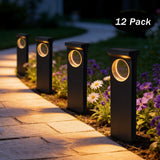 C Cattleya Solar LED Path Lights, 12-Pack, 17.25" Matte Black, 3000K Warm White