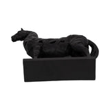 17" Black Horse Statue, Resin Sculpture with Woven-Pattern Design, Tabletop Décor