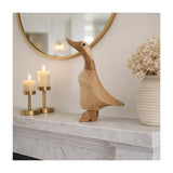 Natural Wood Duck in Boots Figurine, Approximately 9", Brown & Tan Tabletop Décor