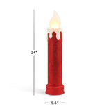 Mr. Christmas 24" Retro Blow Mold Candle with Flickering LED, Glitter Finish & 4-Hour Timer