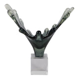 Agua Splash Abstract Sculpture with Clear Base, 13" Gray Resin Tabletop Décor